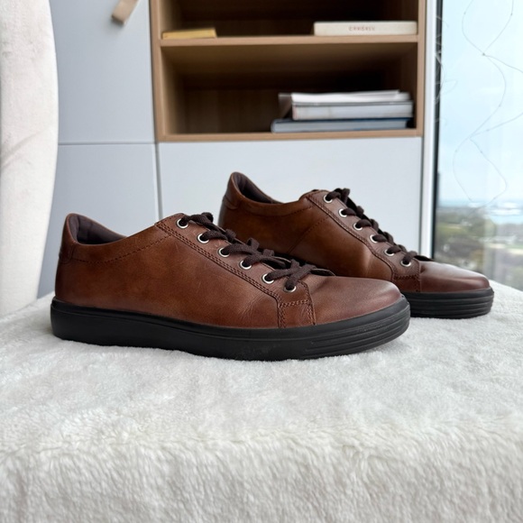 Ecco Men's Soft Classic Brown Leather Sneakers EU 44 US 10
